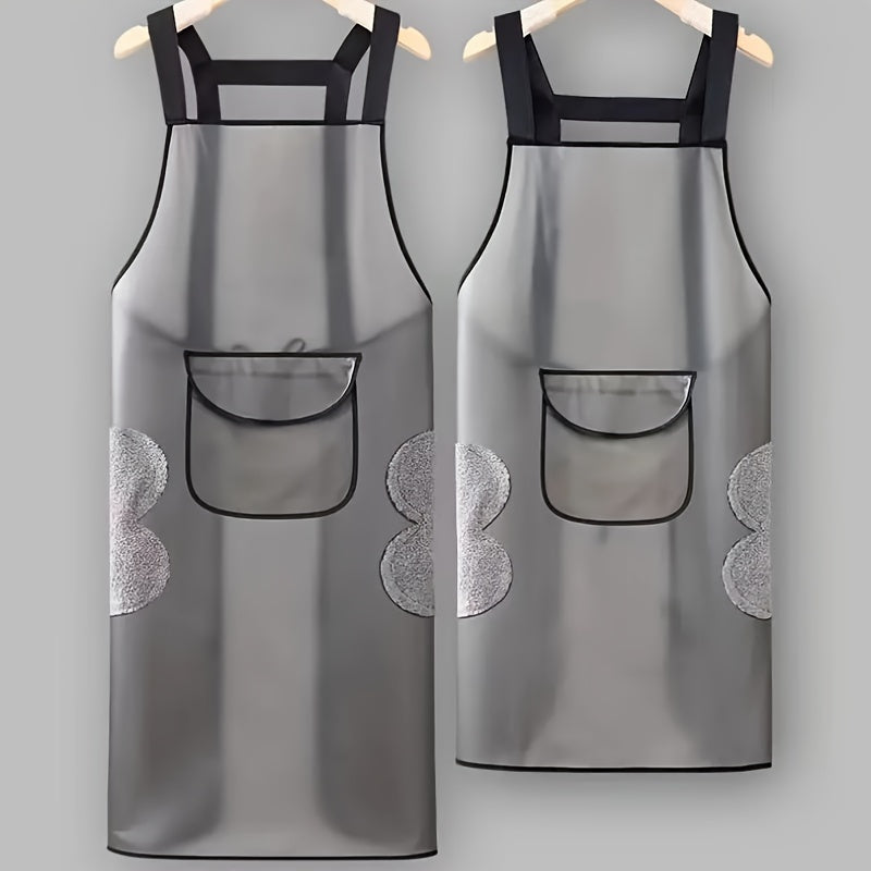 Long-Lasting Waterproof Polyurethane Kitchen Apron with Pockets, Knee-Length for Men and Women
