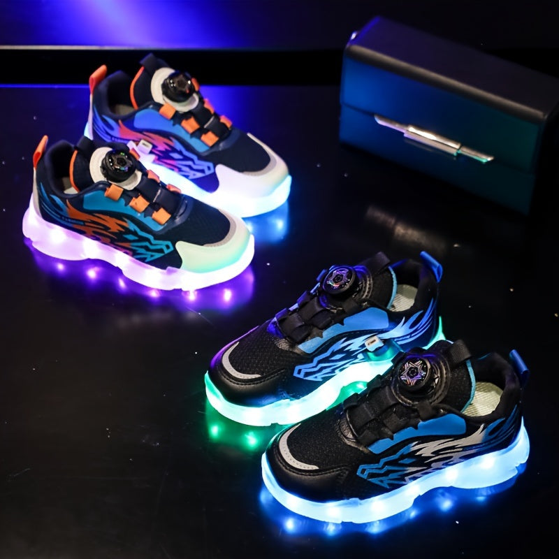 Детские светящиеся LED кроссовки для мальчиков и девочек до 14 лет, низкий топ, мультяшный узор, зарядка через USB