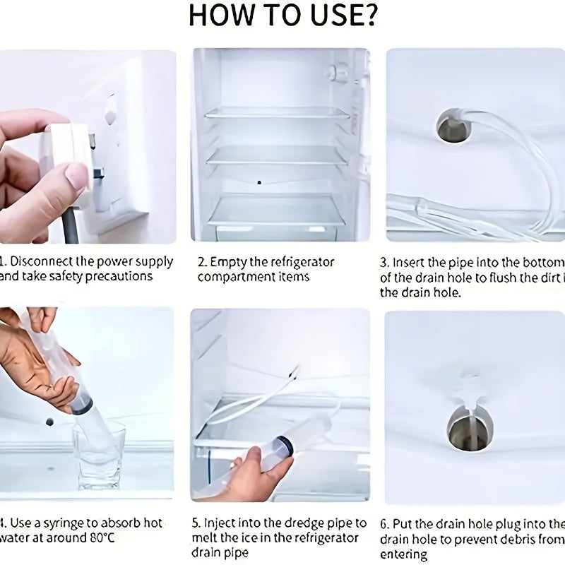 5-Piece Refrigerator Cleaning Kit Flexible Brush Scoop Syringe and Snake