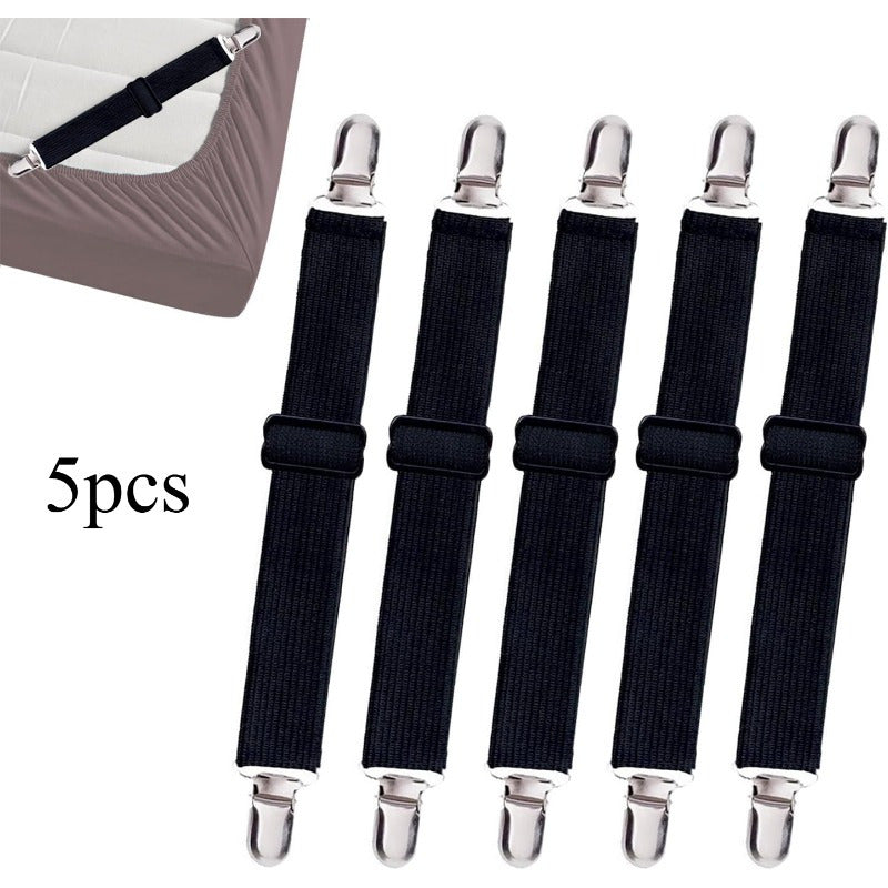 Elastic Bed Sheet Clips Non-Slip Adjustable White Nylon for Mattress Covers Sofa Cushions