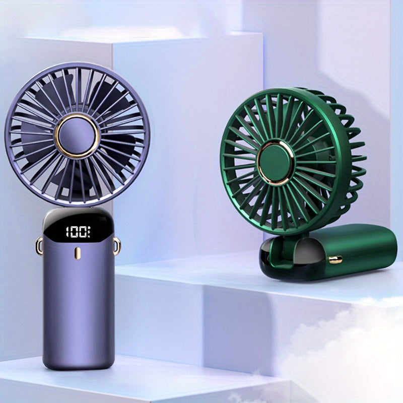 Portable Desk Fan with Digital Display Aromatherapy USB Rechargeable Foldable Compact Office Home