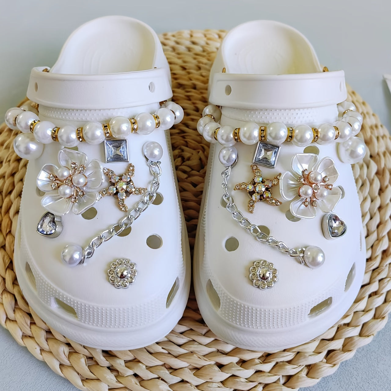 Women's Shoe Jewelry Five-Leaf Flower Starfish Chain with Beads and Ornaments