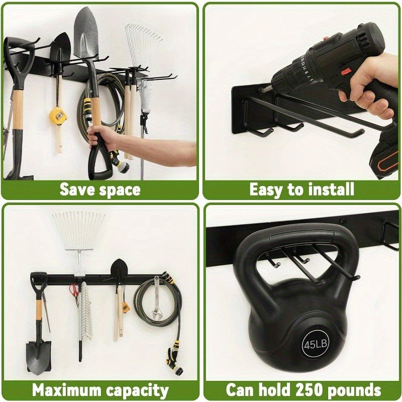 Metal Wall Mount Tool Holder Unfinished Garage Garden Organizer Hooks