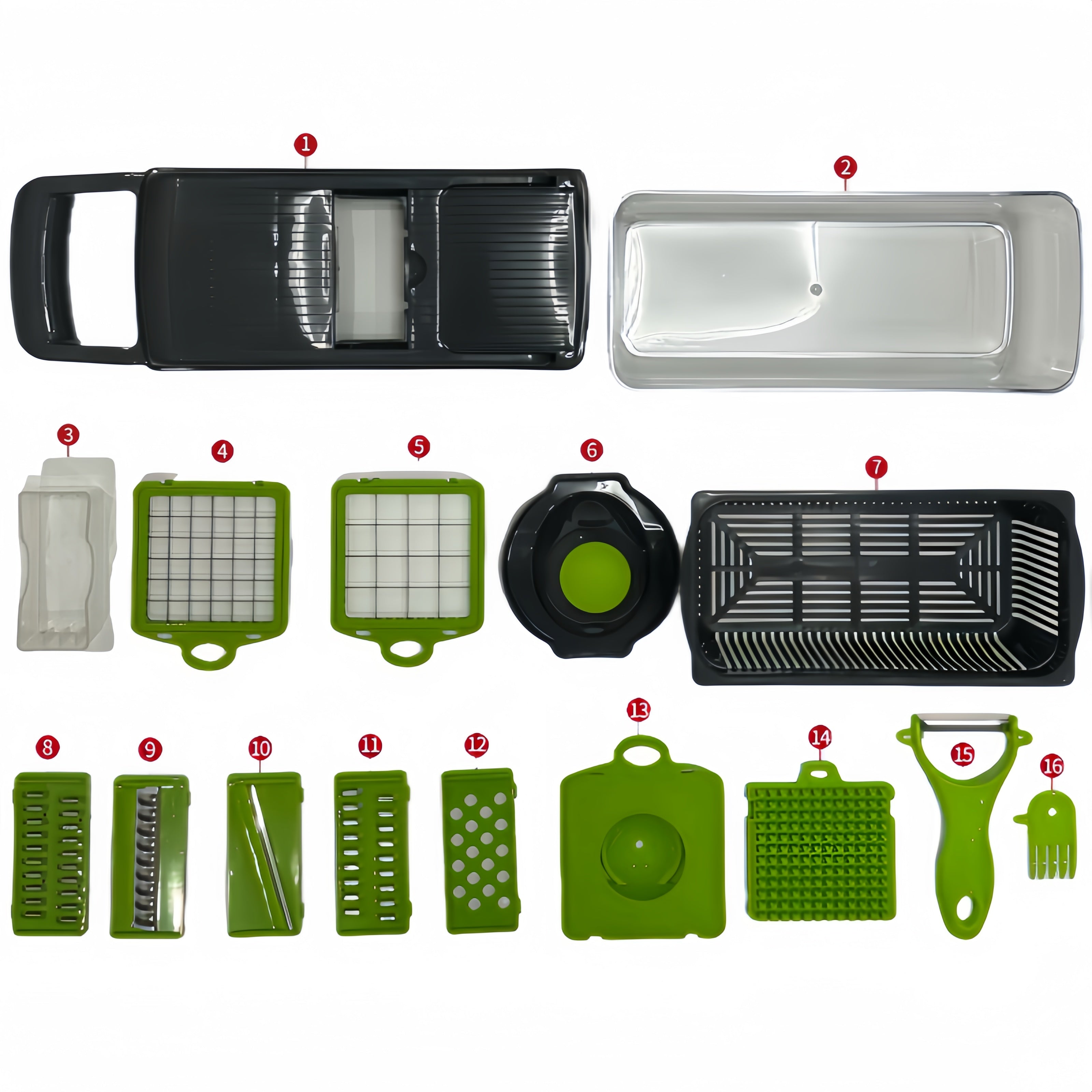 Set of 16 Multi-Functional Vegetable Slicers with Interchangeable Blades