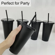 10 Pack Reusable Plastic Tumblers with Lids and Straws 24oz Leak-Proof Party Drinkware