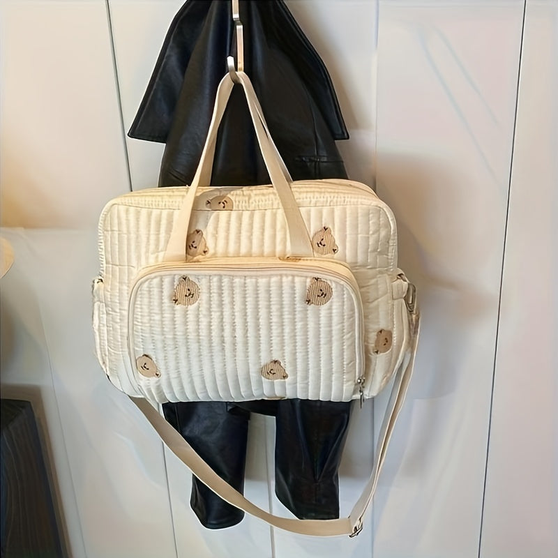 Ayol uchun hayvon naqshli Teddy Bear yozilgan paxta xabar sumkasi, katta sig‘imli choyshab sumkasi, choyshab sumkasi