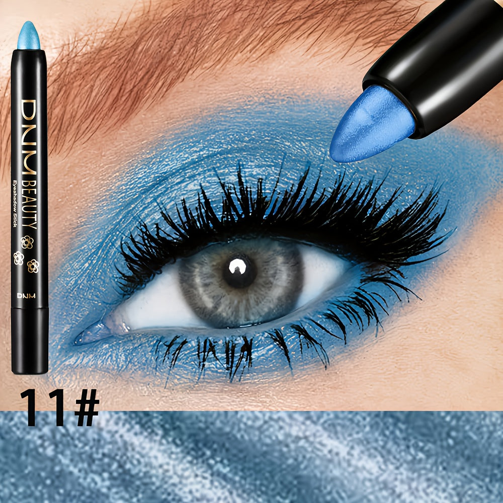 Women 15-Color Eyeshadow Stick Set Waterproof Glitter Shimmer Dual-Ended