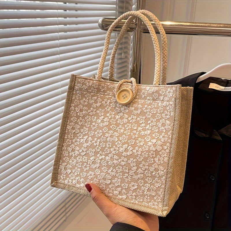 Шикарная льняная сумка для женщин: идеальна для работы или прогулок - носится в руке, без застежки и с масляной окантовкой.