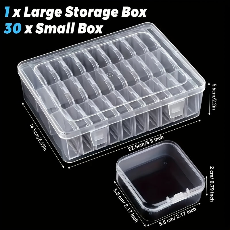 Jewelry Organizer with 30 Compartments and Clear Plastic Storage Containers