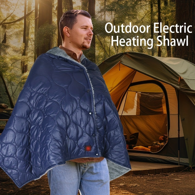 Portable USB Heated Shawl Blanket Wearable Fleece Throws for Travel Camping