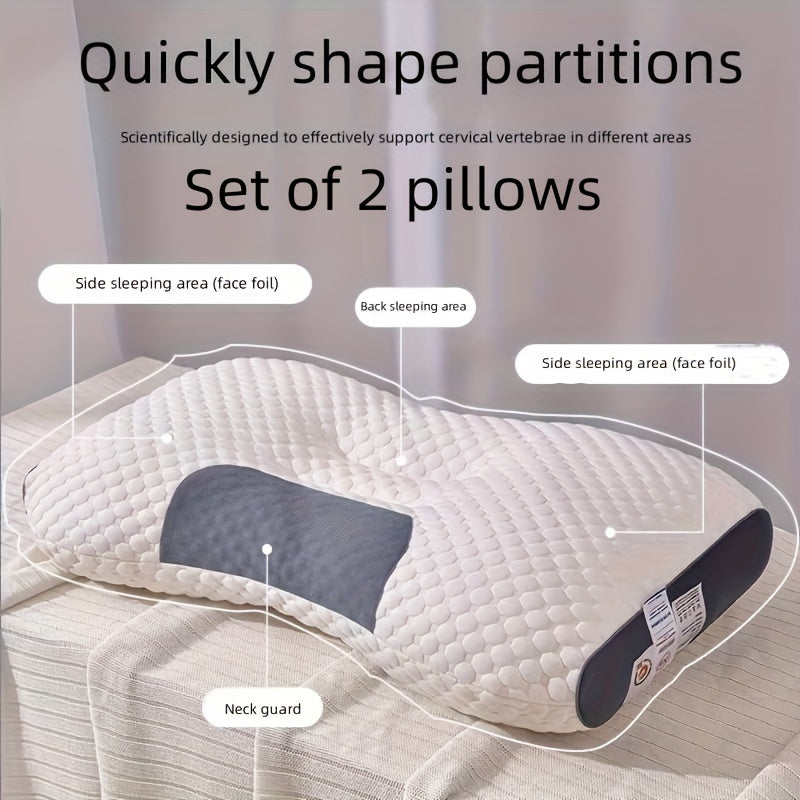 Set of 2 Adult Knitted Neck Pillows for Better Sleep Ergonomic Contour Support