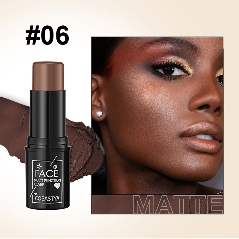 Women Waterproof 3-In-1 Color Makeup Stick Blush Eye Shadow Pink Brown