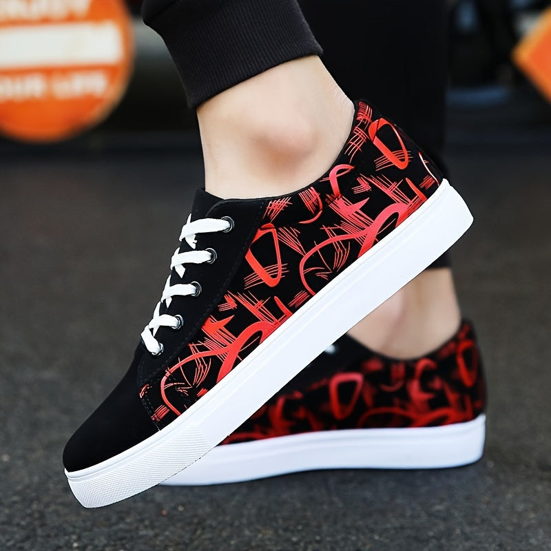 Men's Canvas Skateboard Shoes Breathable Non-Slip Durable Casual Sneakers with Cartoon Pattern