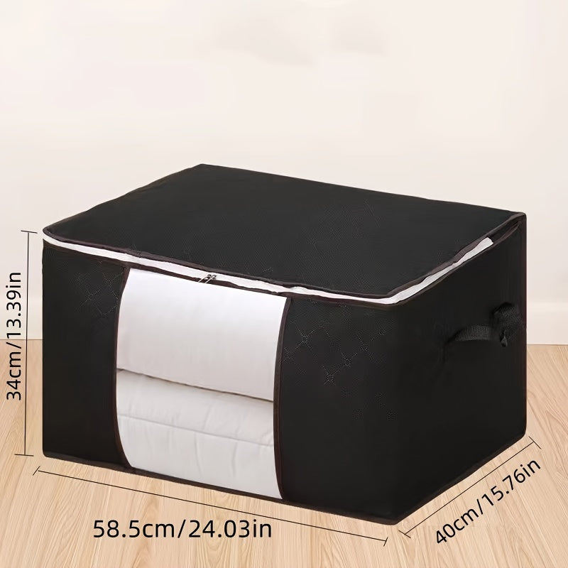 Moistureni saqlash uchun mo'ljallangan to'qilmagan paxta saqlash sumkasi. Yostiqlar, ko'rpa-to'shaklar, yotoq to'saklari va kiyimlarni shkafingizda yoki karavotingiz ostida tartibga solish uchun ideal. Uyda saqlash va tashkil etish uchun mukammal.