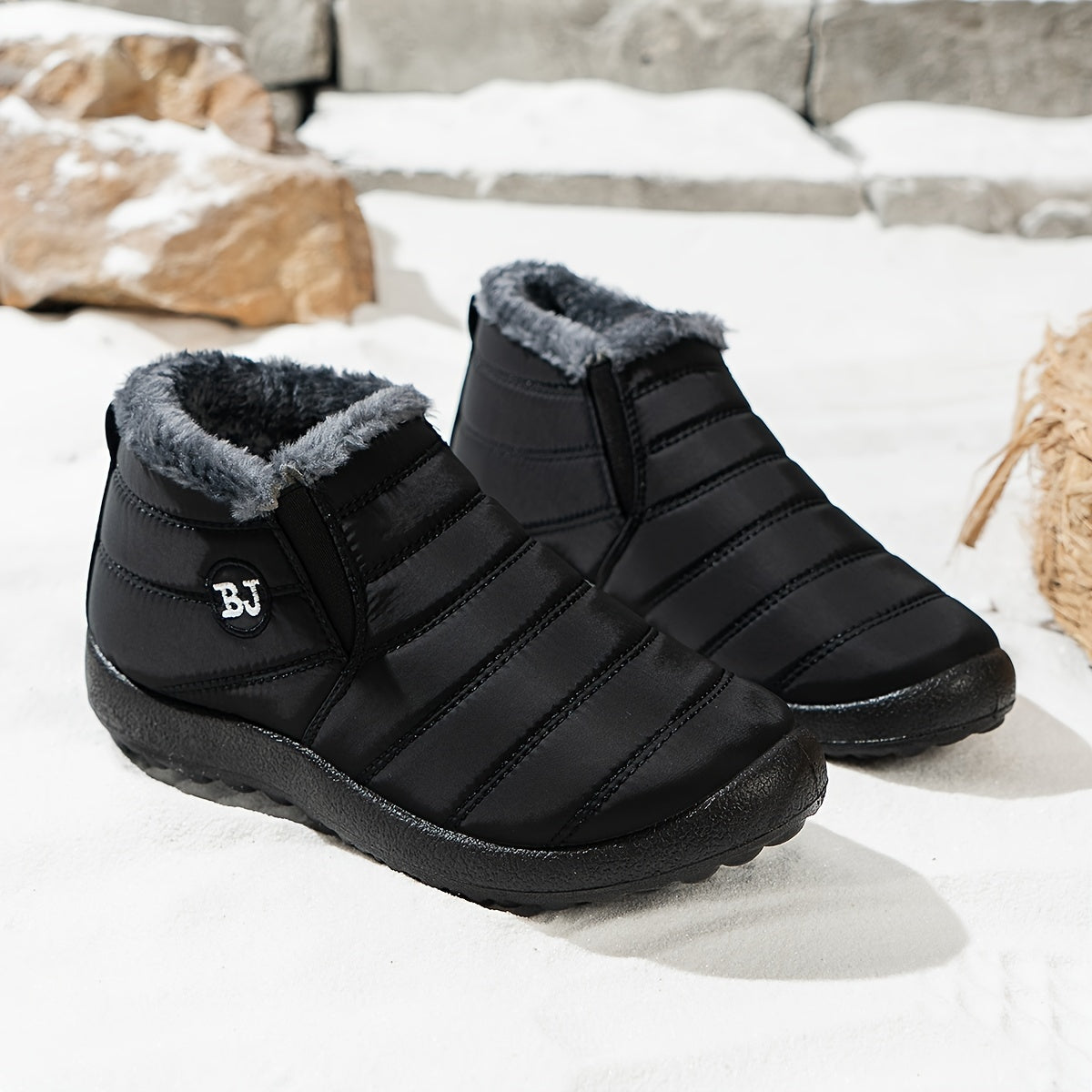 Women's Winter Slip-On Boots Fabric Upper Casual Flat Heel