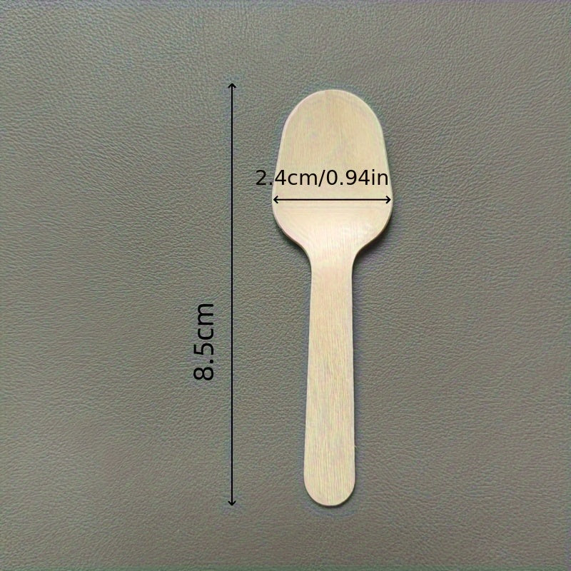 50 Disposable Wooden Tasting Spoons 8.51cm Biodegradable for Desserts and Sampling