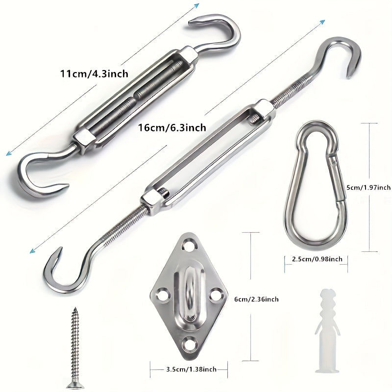 44-Piece Stainless Steel Hardware Kit for Outdoor Sun Shade Sail Installation