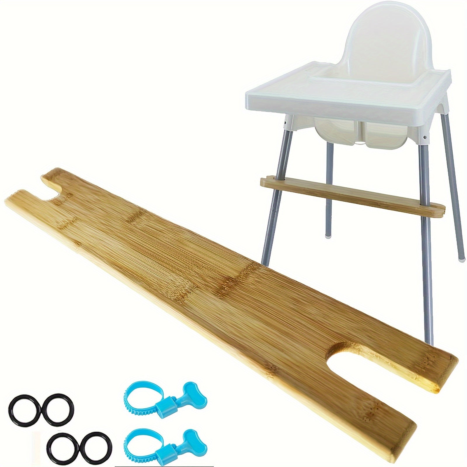 Bamboo High Chair Footrest Adjustable Non-Slip Yellow Natural Wood Accessory
