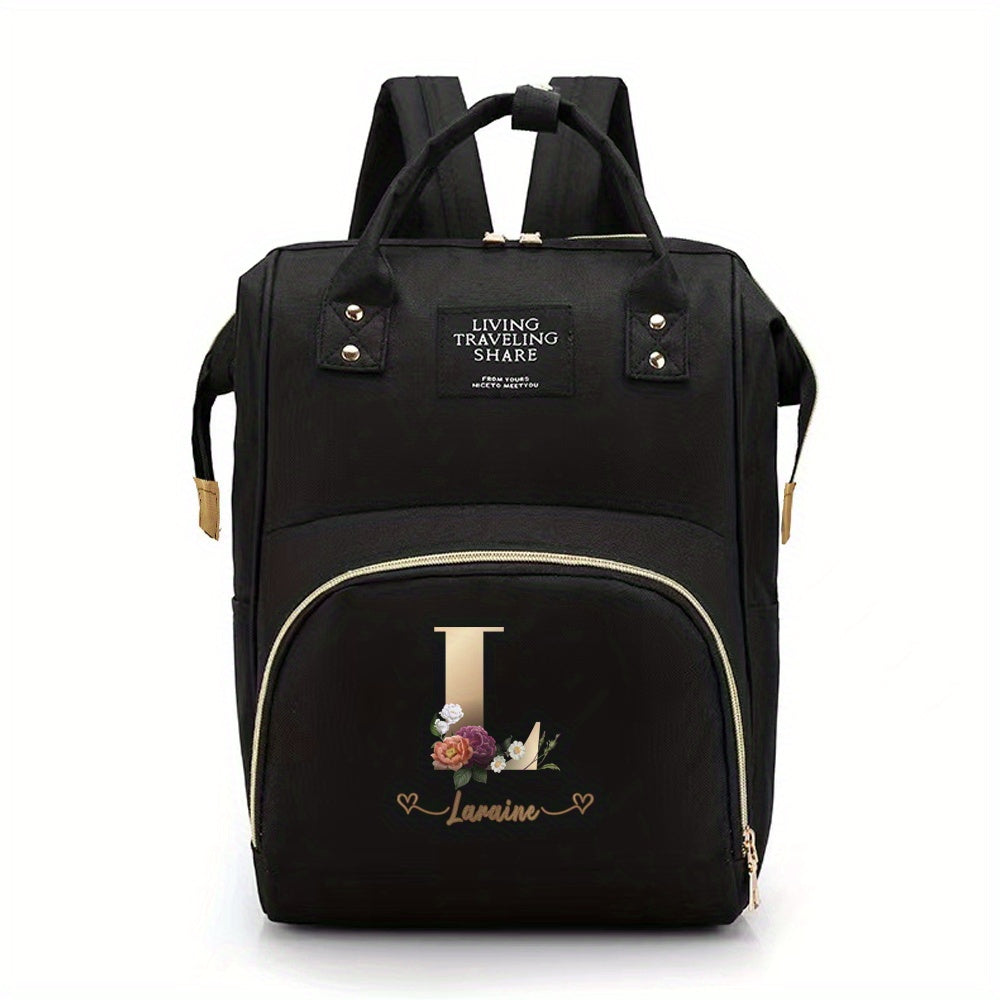 Personalized Mommy Diaper Bag with Custom Initials, Oxford Cloth, Generous Storage