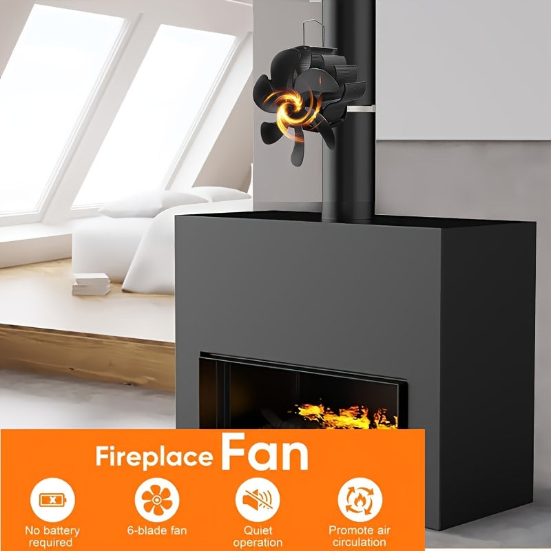 Алюминиевый высокоскоростной вентилятор для печи с 6 лопастями — не требует электричества, идеально подходит для дровяных печей или каминов