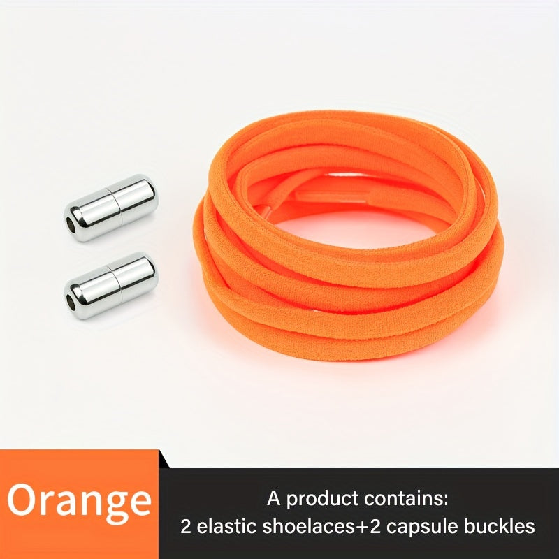 Unisex Elastic No-Tie Shoe Laces with Metal Buckle Quick Fasten Solid Color