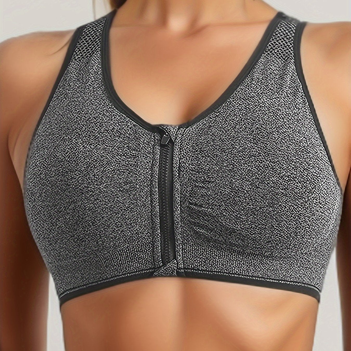 Sujetador deportivo para mujer de alto soporte con cremallera, naranja, de secado rápido, inalámbrico, con almohadillas removibles