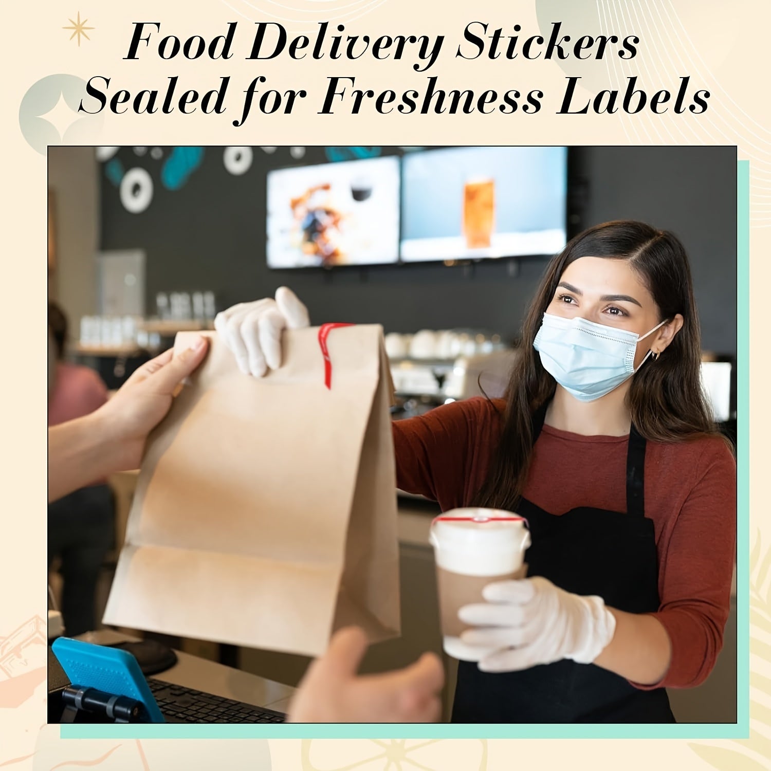Pack of 100 Food Safety Stickers with Anti-Tampering Technology for Beverages and Baked Goods