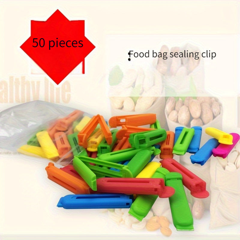 50 FreshSeal Polypropylene Food Bag Clips 7cm Snack Bag Sealers for Preserving Freshness