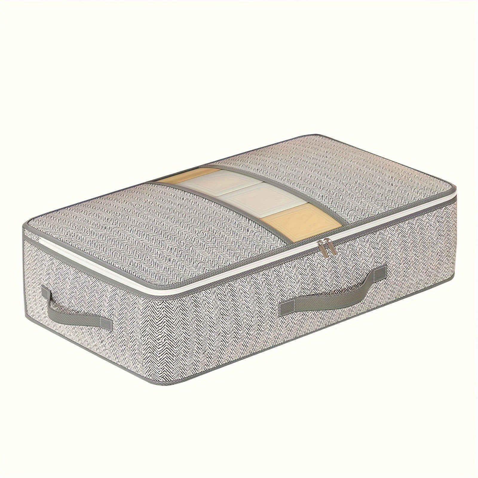 Foldable Gray Non-Woven Storage Bag with Large Capacity and Clear Window for Clothes and Home Organization