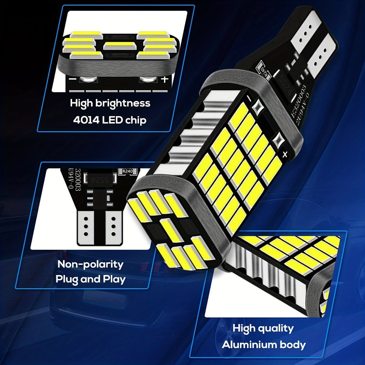 2pcs T15 W16W 921 912 LED Bulbs for Car Reversing Light White Yellow 12V