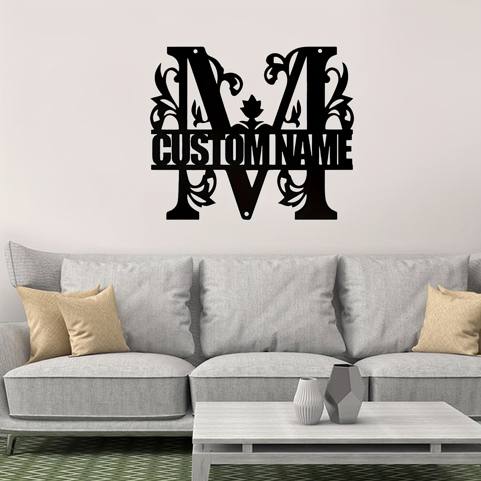 Personalized Metal Family Name Wall Decor with Custom Iron Monogram Sign
