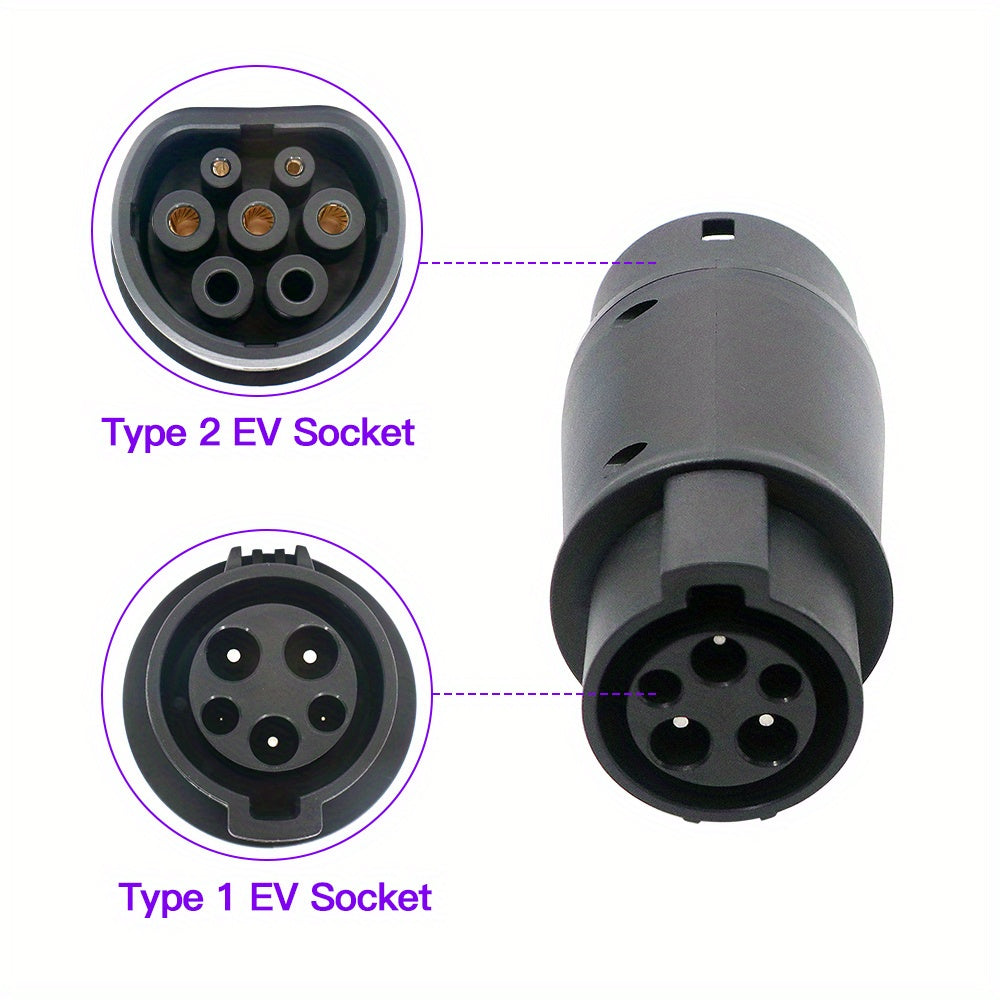 Electric Vehicle Charging Adapter Type 2 to Type 1 for 32A Vehicles