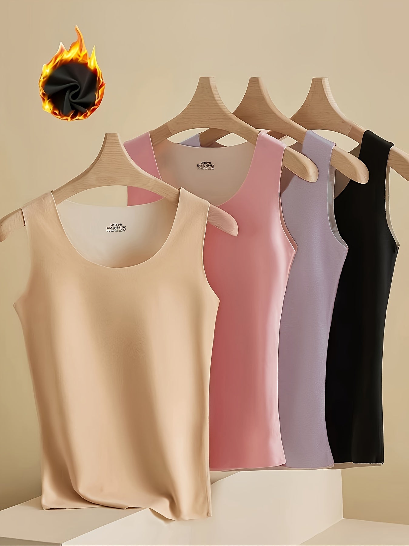 Plus Size Thermal Fleece Tank Tops for Women 5-Pack Sleeveless Base Layers