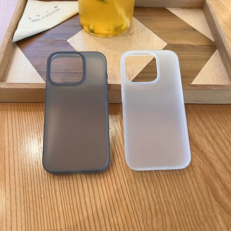 Men Women Silicone Semi-Transparent Ultra-Thin Matte Phone Case for iPhone 14 15 Pro Max Black White