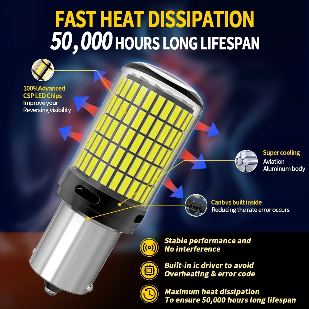 2 Pack LED 1156 1157 P21W Car Brake Reverse Tail Signal Lights White Red Yellow