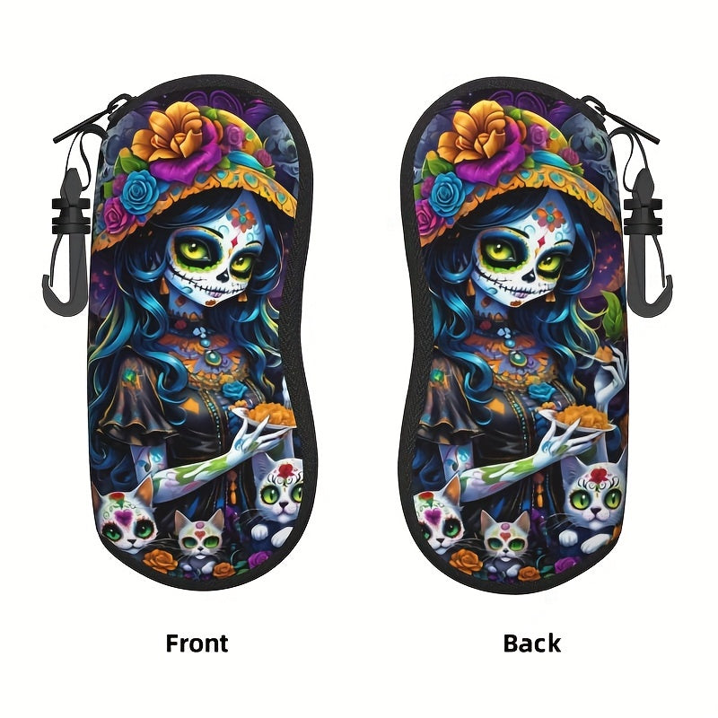 Galaxy Print Glasses Case for Men and Women Rubber Zippered Eyewear Sleeve