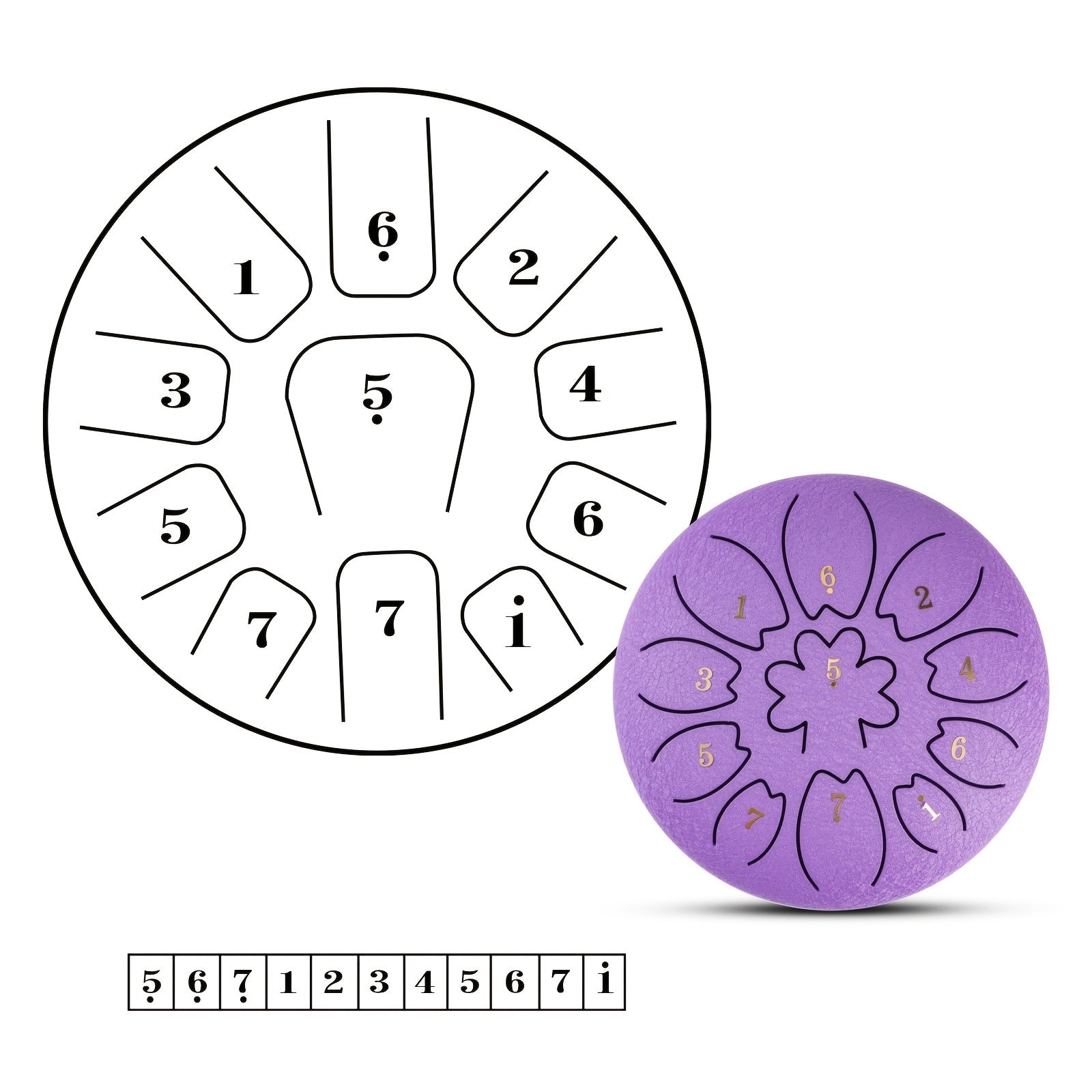 6 dyuymli po'lat tilimli baraban C katta bilan sumka, kalitlar va musiqa kitobi bilan meditatsiya, yoga va musiqa ta'limi uchun