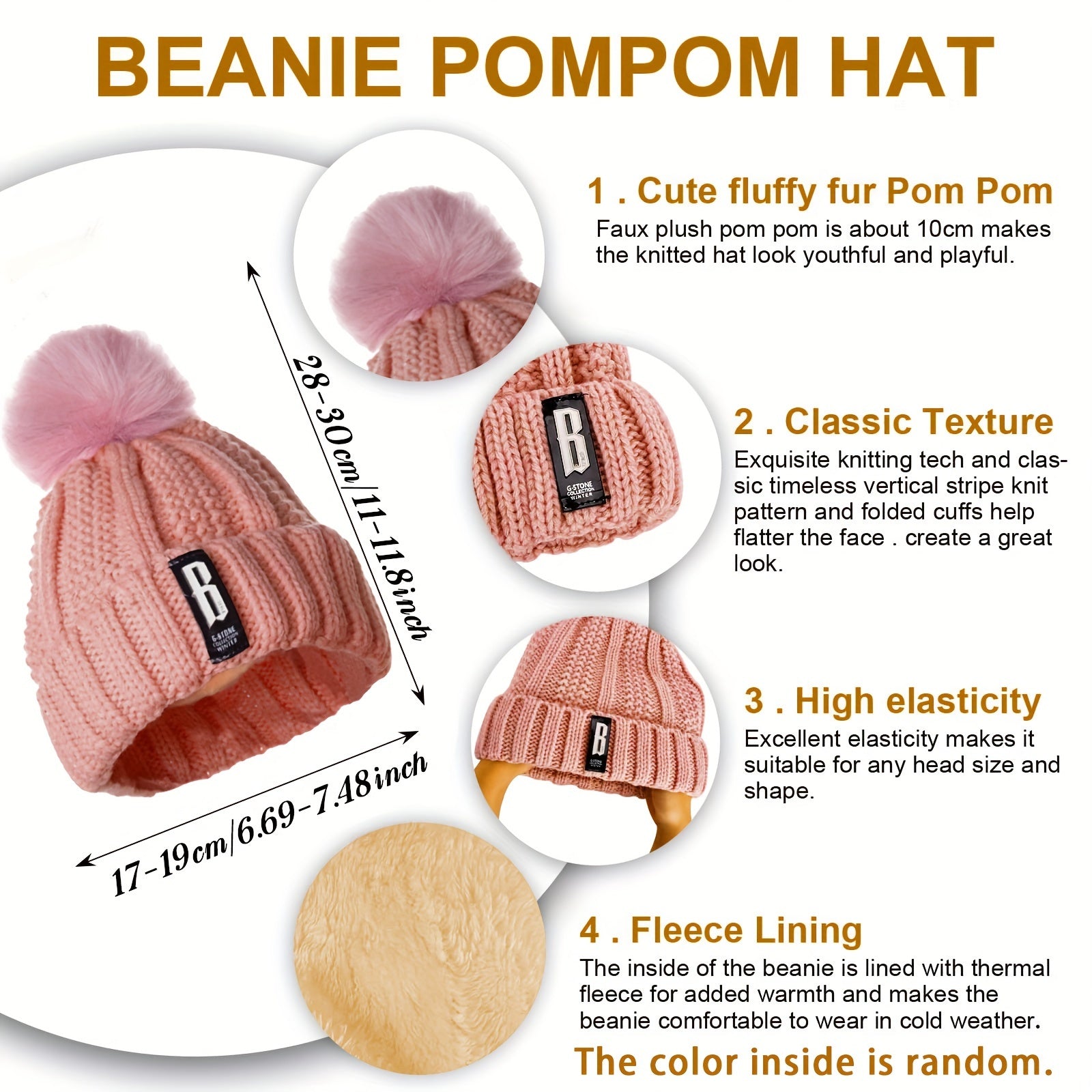 Winter Accessories Set for Women Polyester Knitted Beanie Hat Ear Warmers Gloves Scarf