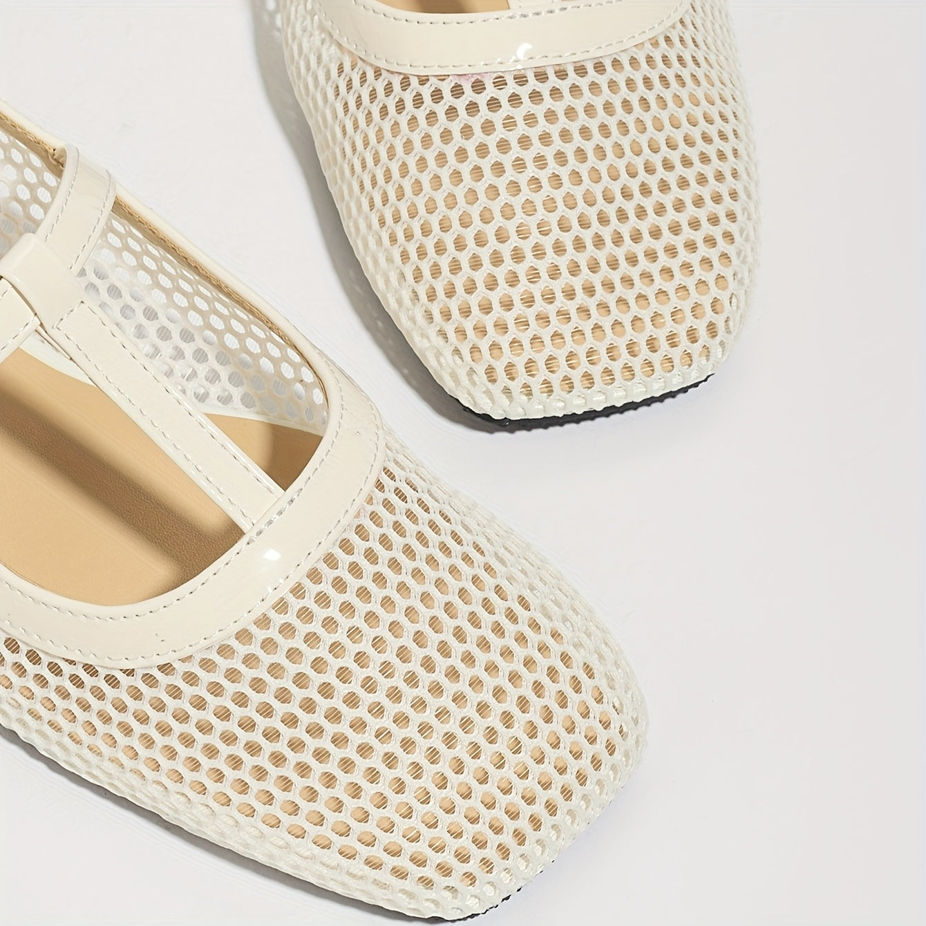 Zapatos de mujer con malla transpirable Mary Jane, sandalias casuales de verano en negro