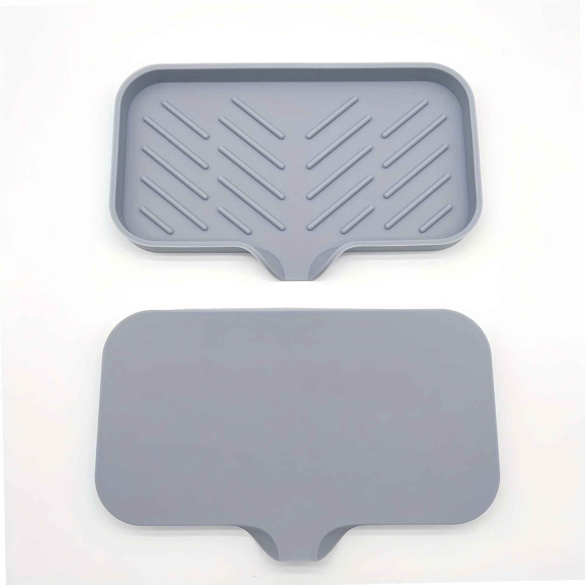 Durable Plastic Kitchen Sink Drain Mat with Soap Holder and Non-Slip Pad