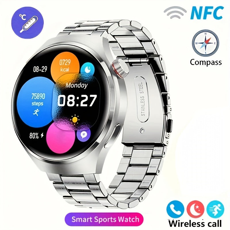 Men's Smart Watch 4 PRO 1.53-Inch AMOLED Display Wireless Call Multi Sport