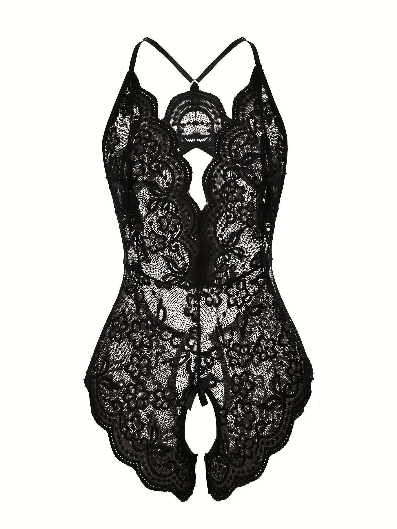 Women's Floral Lace Backless Teddy Bodysuit for Valentine's Day Gift