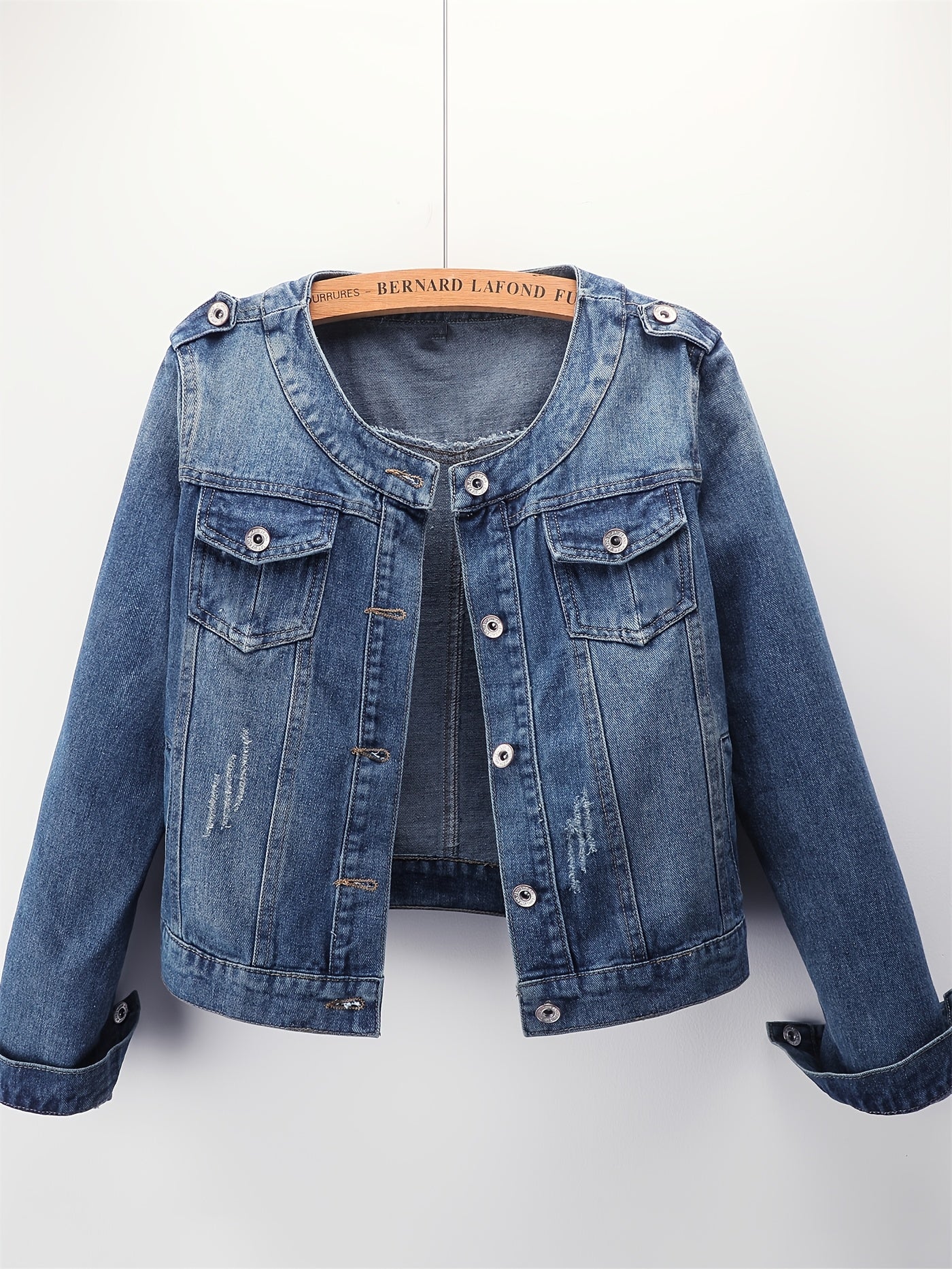 Women's Denim Jacket Long Sleeve Oversized Solid Color Spring Fall