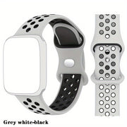 Breathable Silicone Sport Watch Band for Apple Watch 38mm-45mm Compatible with Series SE/8/7/6/5/4/3/2 in Grey and Black