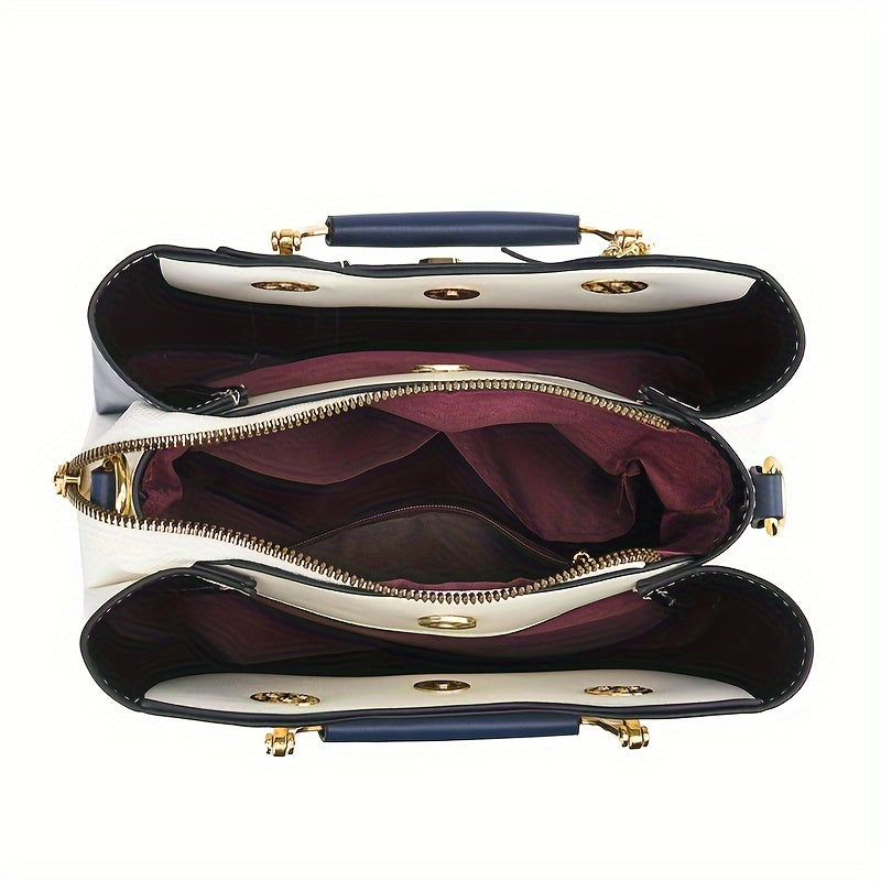 Rang blokli tote sumka, sozlanadigan kamar bilan, suv o'tkazmaydigan PU materialidan, kundalik foydalanish uchun