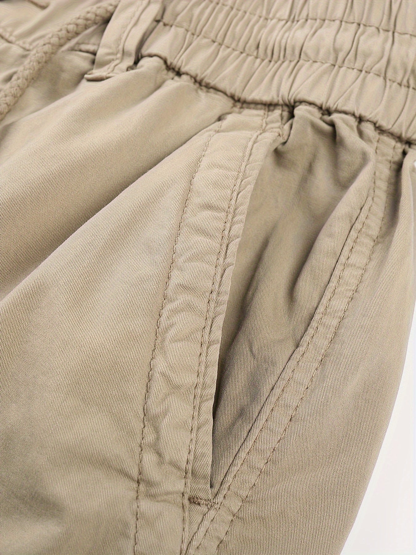 Men's Spring and Autumn Work Pants with Zipper Multi-Pocket Breathable Cotton Blend