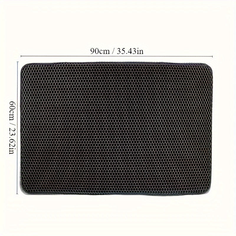 Dual-Layer EVA Cat Litter Mat Waterproof Non-Slip Gray Perforated Guard