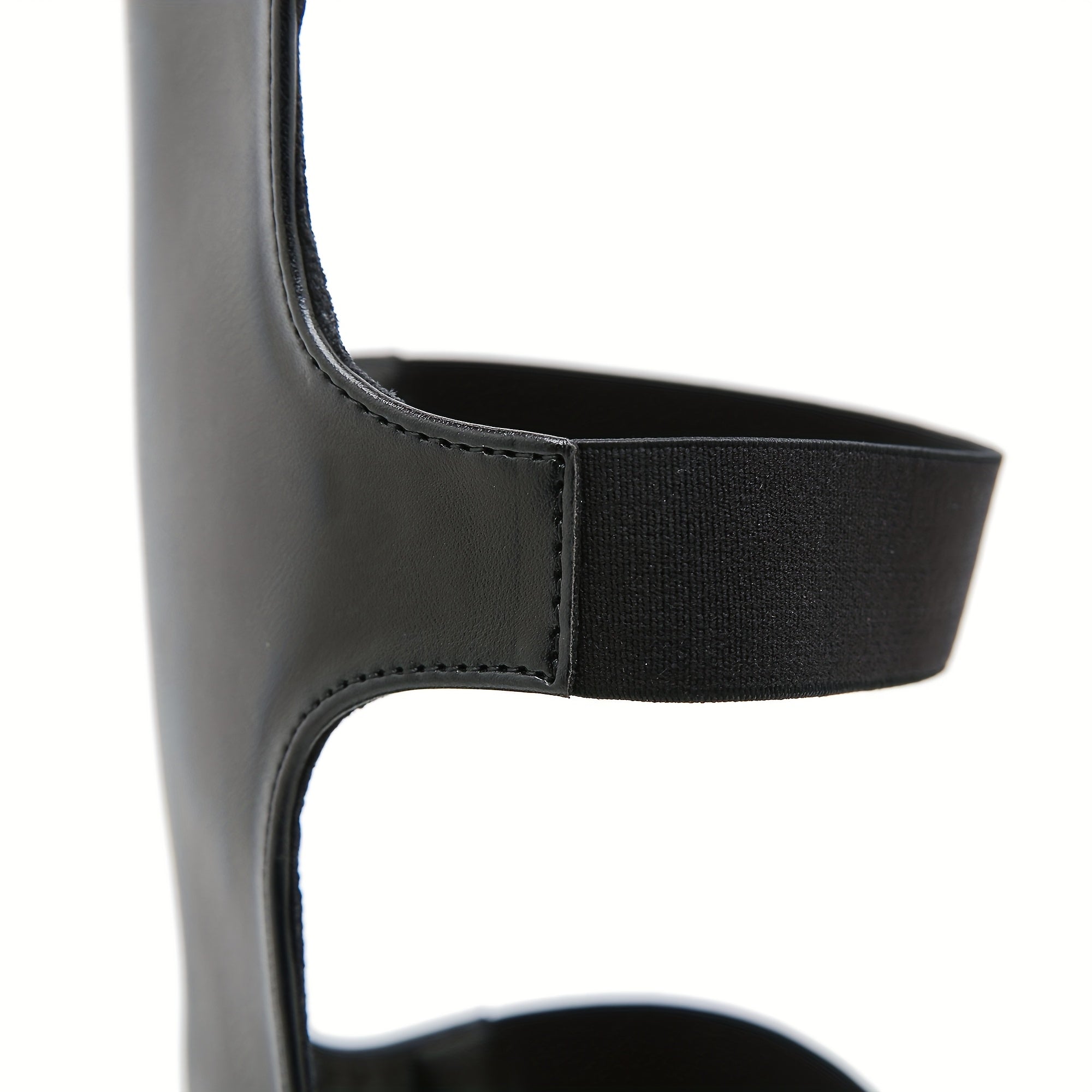 Women's Synthetic Black Stiletto Boots with Slip-On Platform Heels