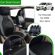 Car Seat Covers All-Season Leather Protector Set Front Rear Easy-Clean