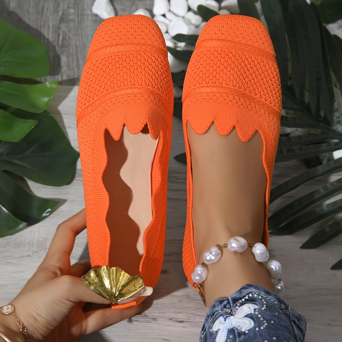 Women's Vintage Style Ballet Flats Breathable Fabric Slip-On Shoes